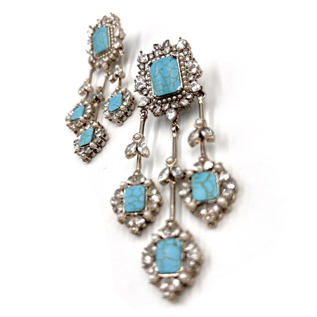 R- 235 Shajri Feroza Silver Earrings