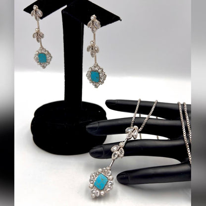 R-236 Shajri Feroza Silver Earrings