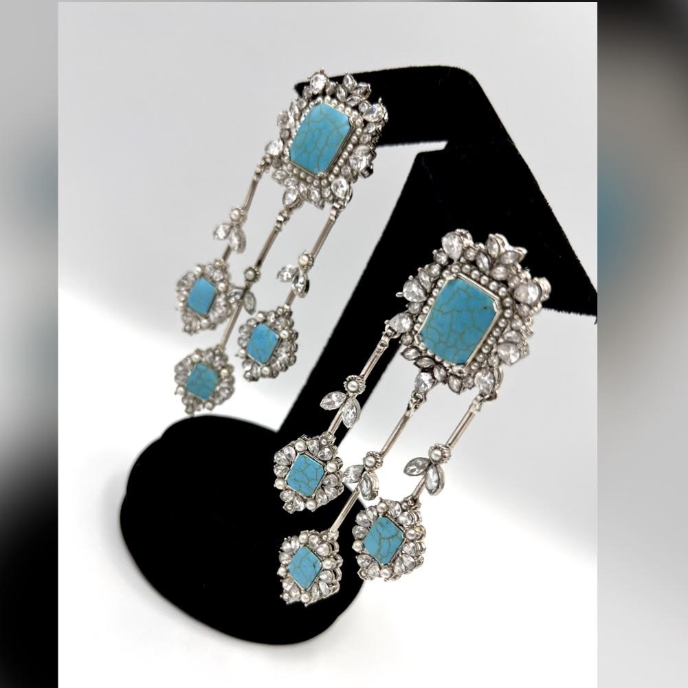 R- 235 Shajri Feroza Silver Earrings