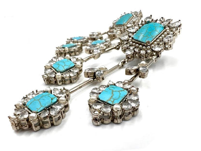 R- 235 Shajri Feroza Silver Earrings