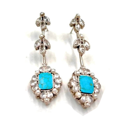 E-236 Shajri Feroza Silver Earrings