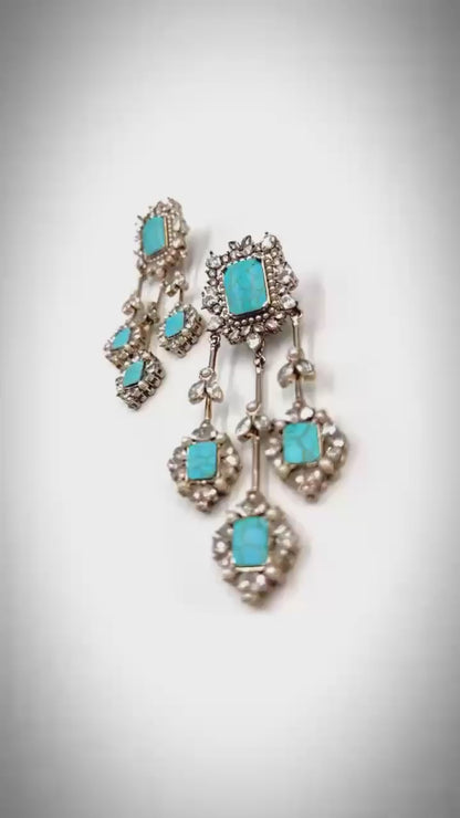 R- 235 Shajri Feroza Silver Earrings